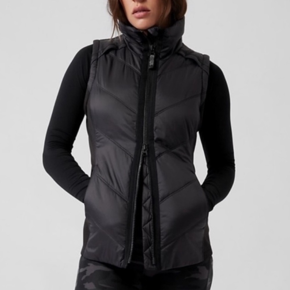 Athleta Rock Ridge Primaloft Coat Black Longline Puffer Zipper Lightweight-Small